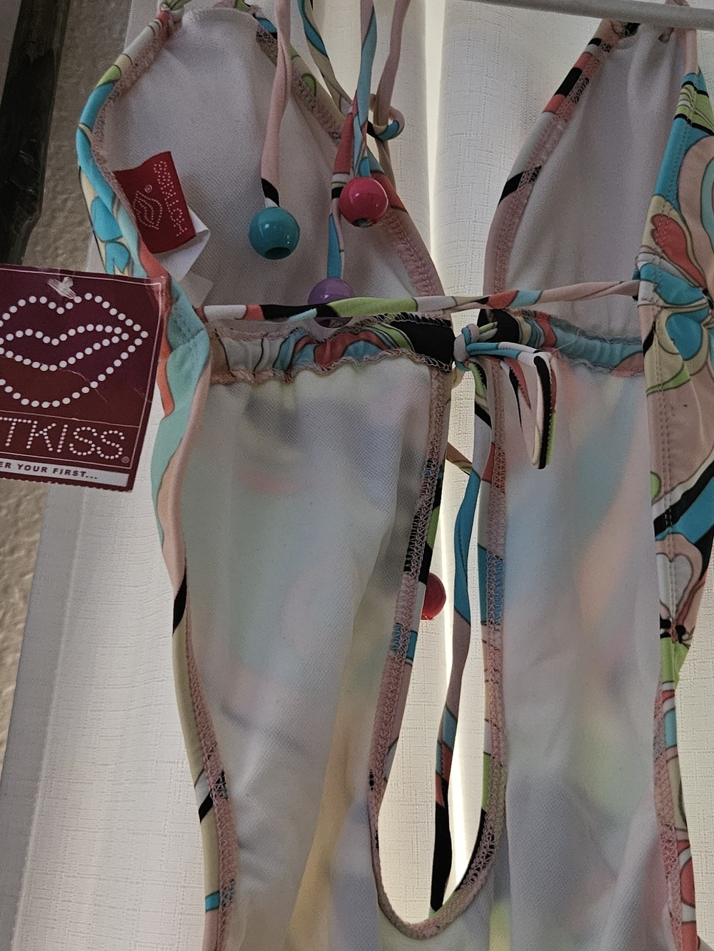 Hot Kiss Turquoise and Coral Multi-Color One-Piece Swimsuit - Picture 5 of 7